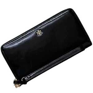 Tory Burch Round Long Wallet Emerson 162753 1124 Patent Leather Black Women's